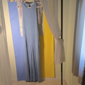 Free People Ribbed Sky Blue Maxi Jumpsuit